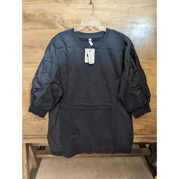 Daily Practice Tops - Daily Practice Sweatshirt Women's L Black Fleece Lined 3/4 Sleeve Pullover NWT